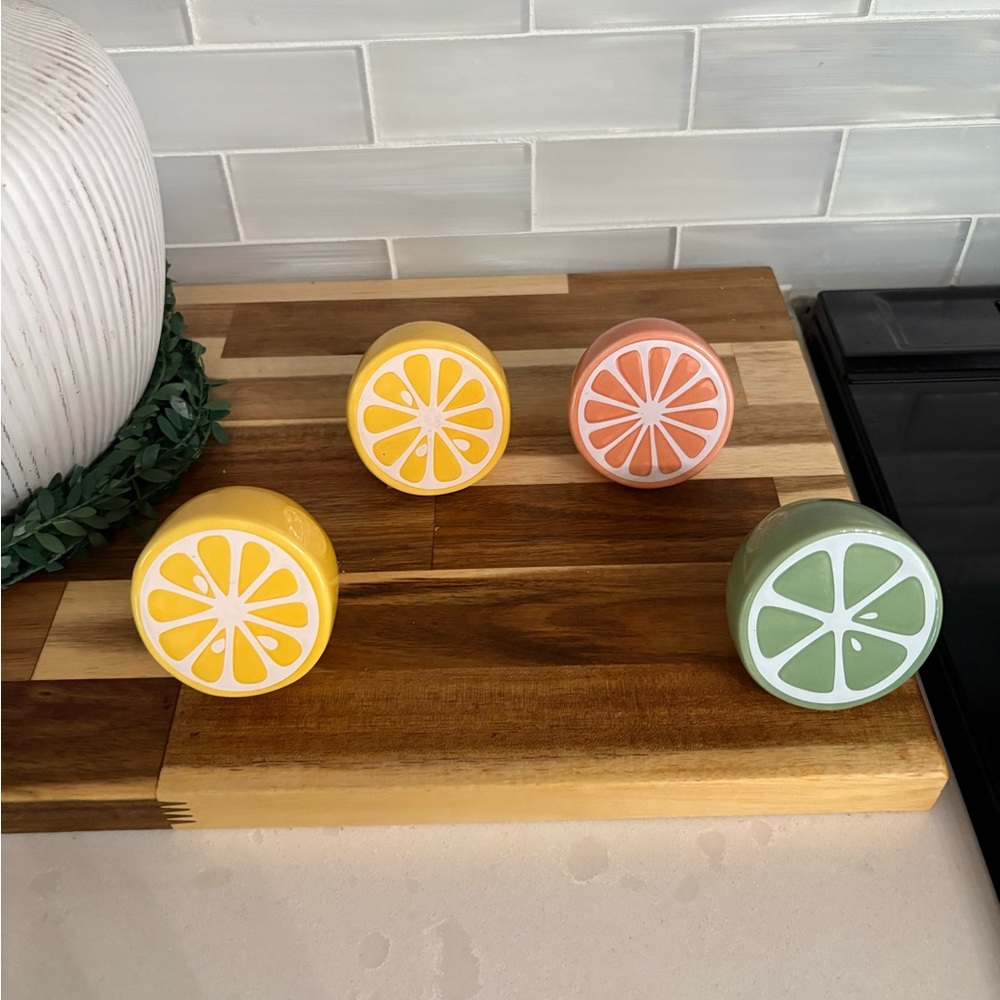 Target Set of 4 Lime Orange Threshold Ceramic Fruit Half Lemon Kitchen Decor New